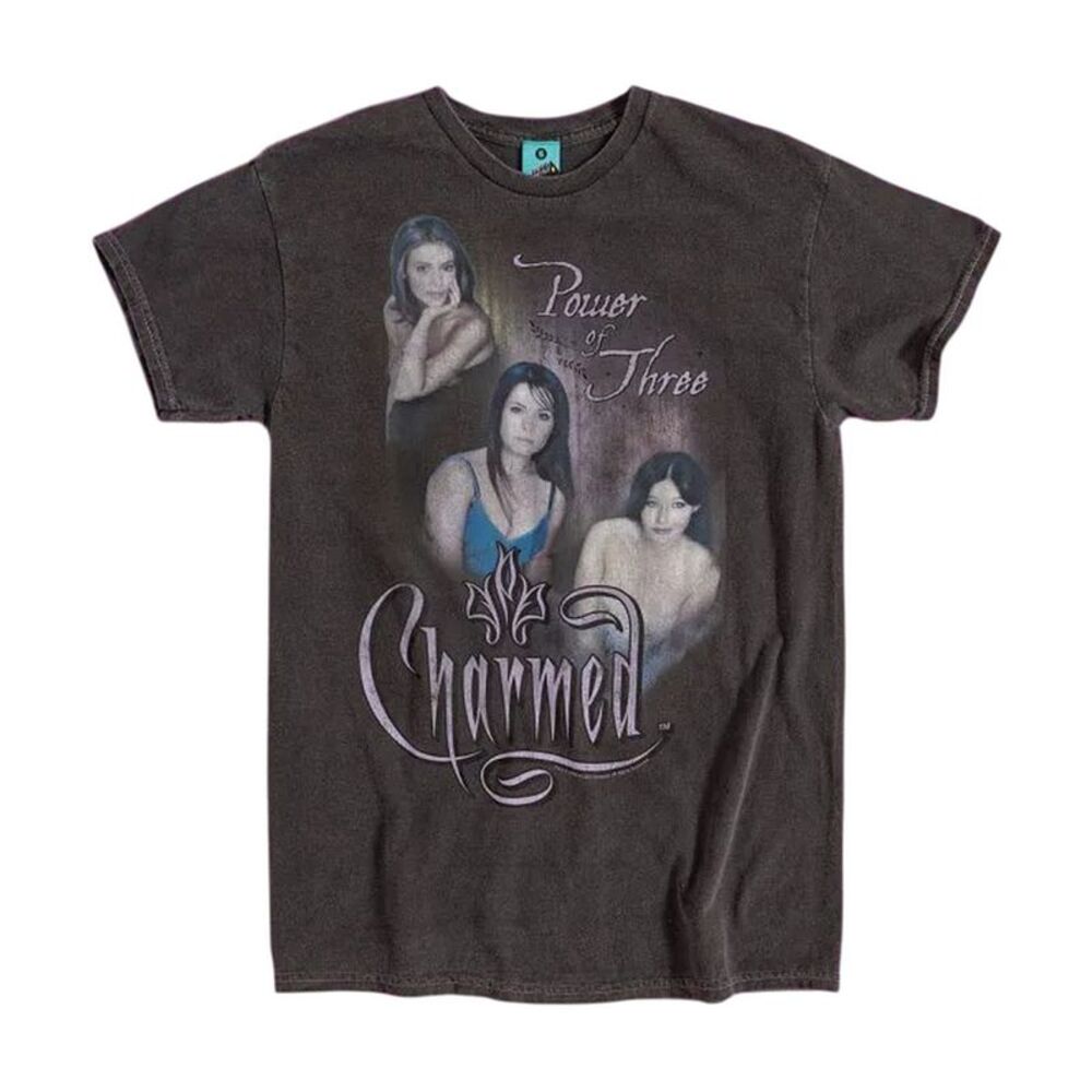 Charmed Unisex Adult Power Of Three Vintage Wash T-Shirt / Charcoal